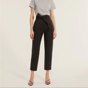 Marissa Webb Bryn Paper Bag Vintage Washed Black Pants Size 0 NWOT